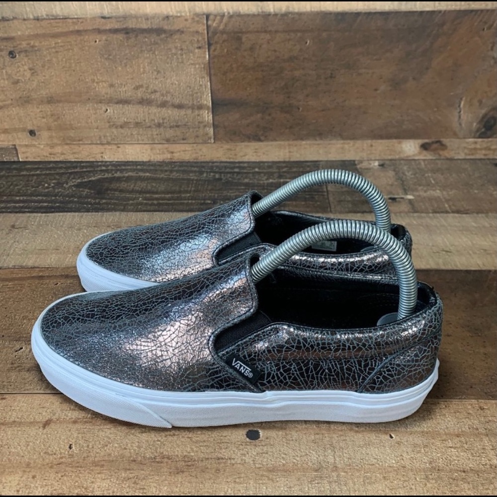 Vans Slip On Cracked Metallic Silver